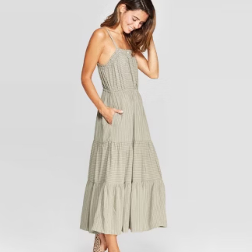 Universal Threads Striped Square Neck Tiered Slee… - image 3